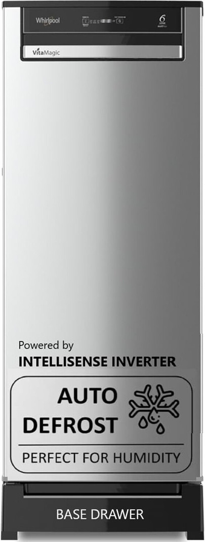 Whirlpool 192 L Direct Cool Single Door 4 Star Refrigerator with 4 star Refrigerator with Auto Defrost Technology Aura Steel, 215 VMPRO ROY 4S Inv AUR