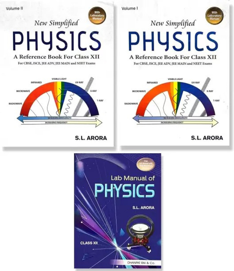 SL Arora Class 12 Physics 2025-26 Edition | New Simplified Physics Class 12 SL Arora (Vol.1 + Vol.2 + Lab Manual) Set Of 3 Books | A Reference Book Fo