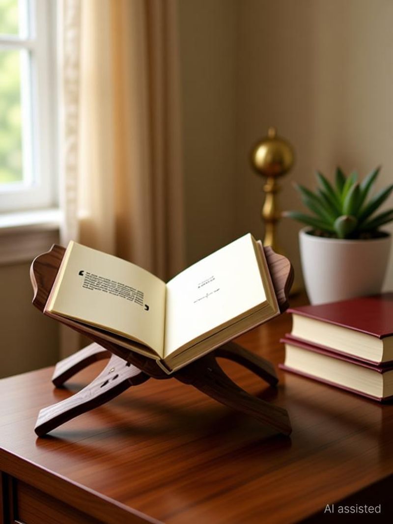 SOGRA Teak Wooden Hand Carved holy Book Stand Figurine, Brown, 13...more
