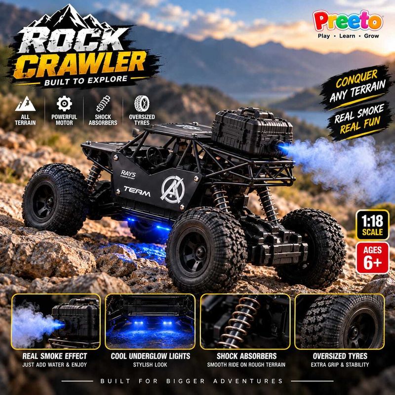 Preeto Remote Control Rock Crawler with Smoke Black Colour - Image 3