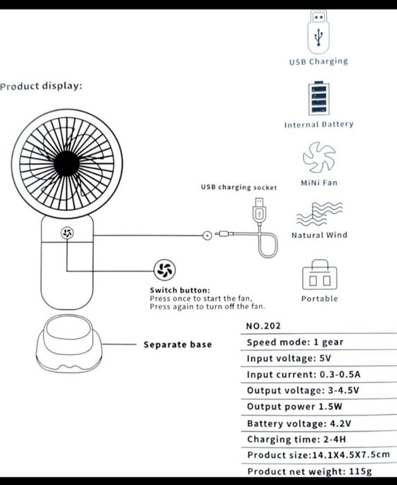 jasin enterprise Mini Portable Rechargeable USB Handheld Fan - Image 5