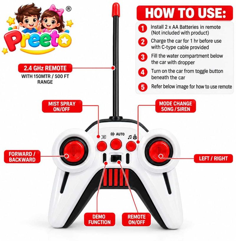 Preeto Wireless Fortuner Remote Control SUV (White) - Image 3