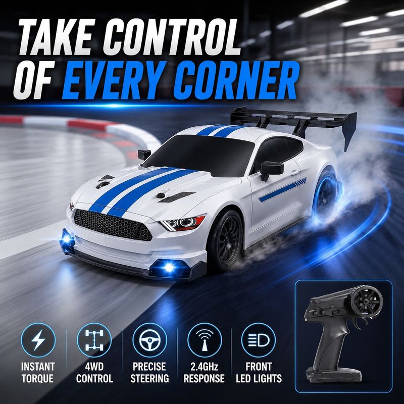 Flytek RC Drift Car 4x4 Remote Control Car for Adults, White - Image 5