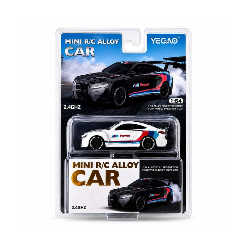 ZHASK New Mini R/C Alloy M Power Drift Car 1:64 Scale – 2.4GHz RC Car White