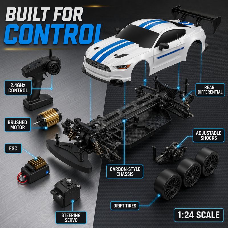 Flytek RC Drift Car 4x4 Remote Control Car for Adults, White - Image 6