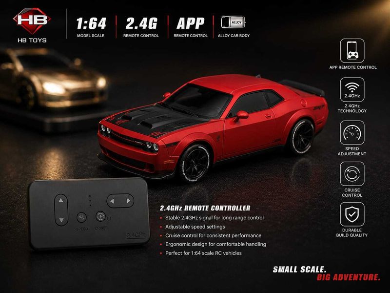 ZHASK 1:64 Scale Alloy R/C Dodge Challenger SRT Drift Car - Image 6