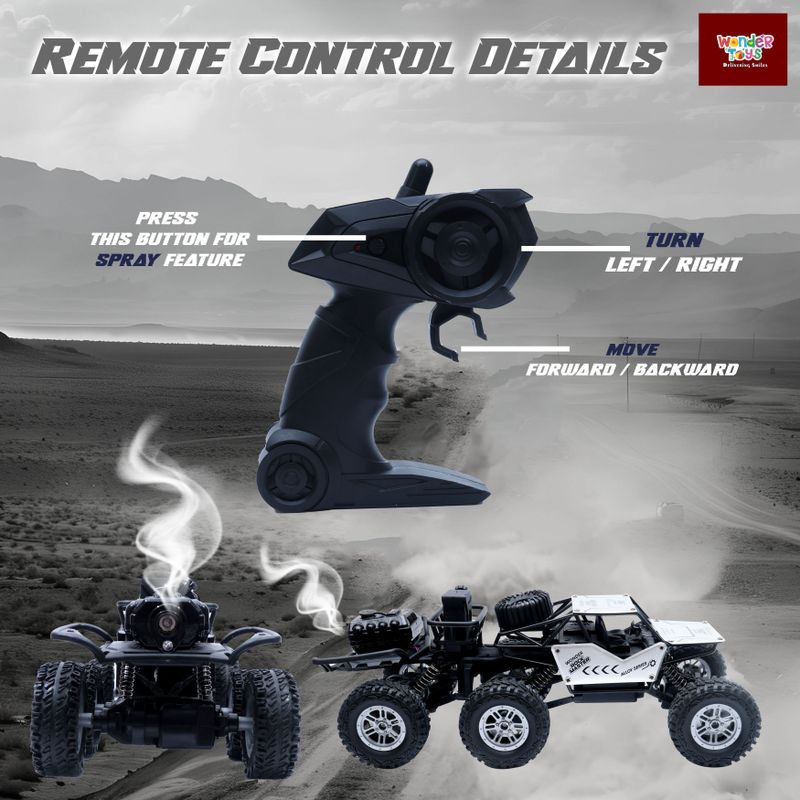 Wonder Remote Control Smoke Rock Crawler 6x6 Wheels - Image 3