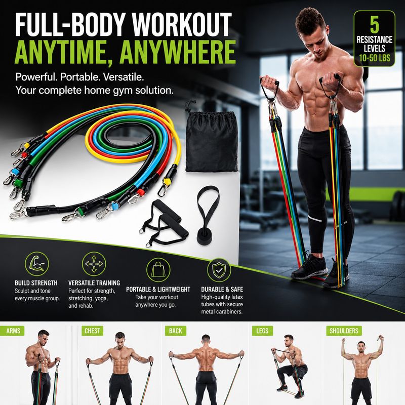Fitness Scout Resistance Bands 5 PCS - Image 6
