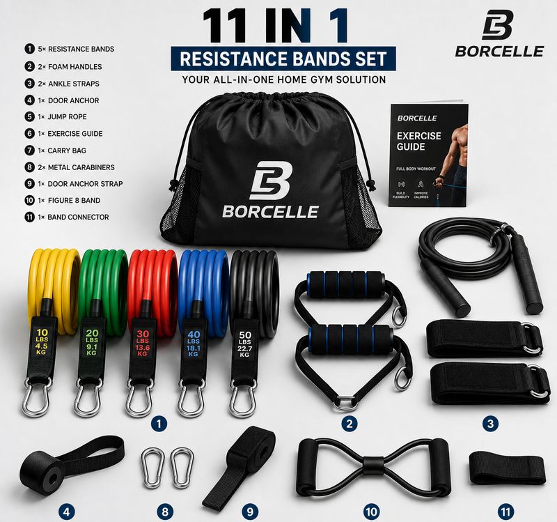 BORCELLE 11 in 1 Resistance Band Tube (Multicolor) - Image 3
