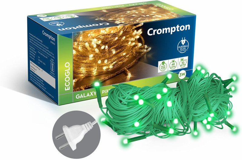 Crompton 48 LEDs 10 m Green Steady String Rice Lights (Pack of 1)