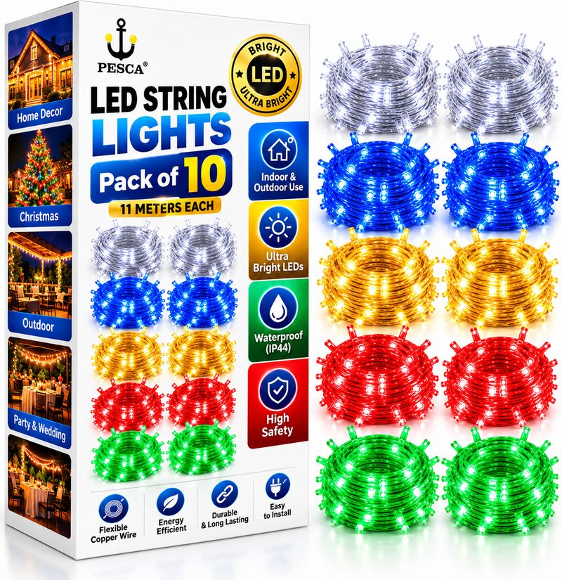PESCA 40 LEDs 11 m Multicolor Steady String Rice Lights (Pack of 10) - Image 2