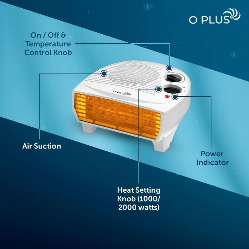O PLUS Racer 1000/2000 Watt With Led Power Indicator Copper Motor| Winter Room Heater| Fan Room Heater - Image 4