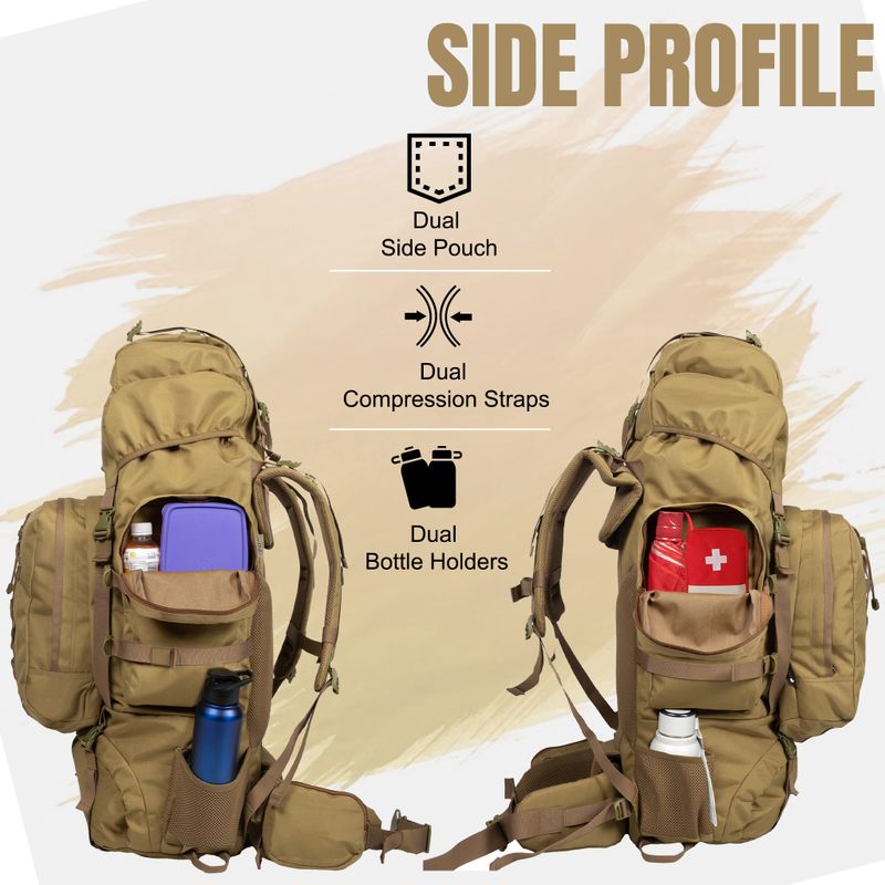 F Gear Levante 87L Khaki Rucksack - 87L Brown - Image 6