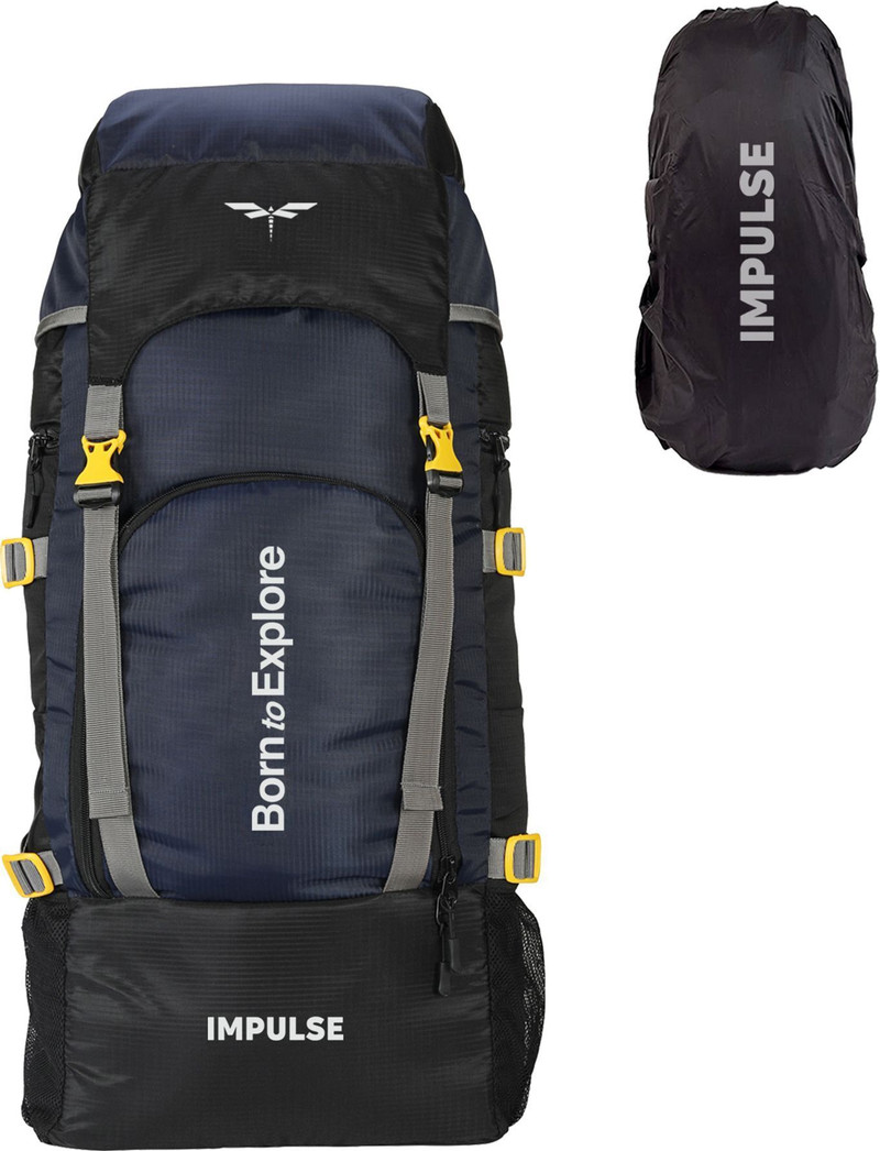 IMPULSE 60 Litres Keep Discovering Light Blue Waterproof Trekking Hiking Camping Outdoor Camps Luggage Bags Tour Travel Backpack with Rain Cover Rucks