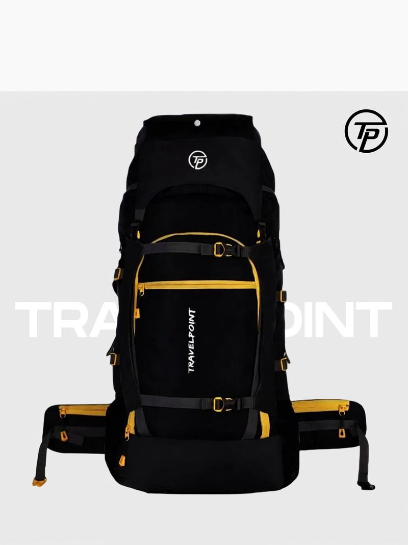 TRAVEL POINT WATERPROOF TREKKING BAG HIKKING BACKPACK FOR OUTDOOR Rucksack - 60 L (Black, Yellow) - Image 5