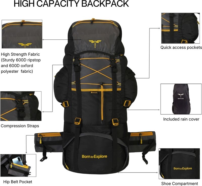 IMPULSE 75L Hiking Backpack for Men - Image 5