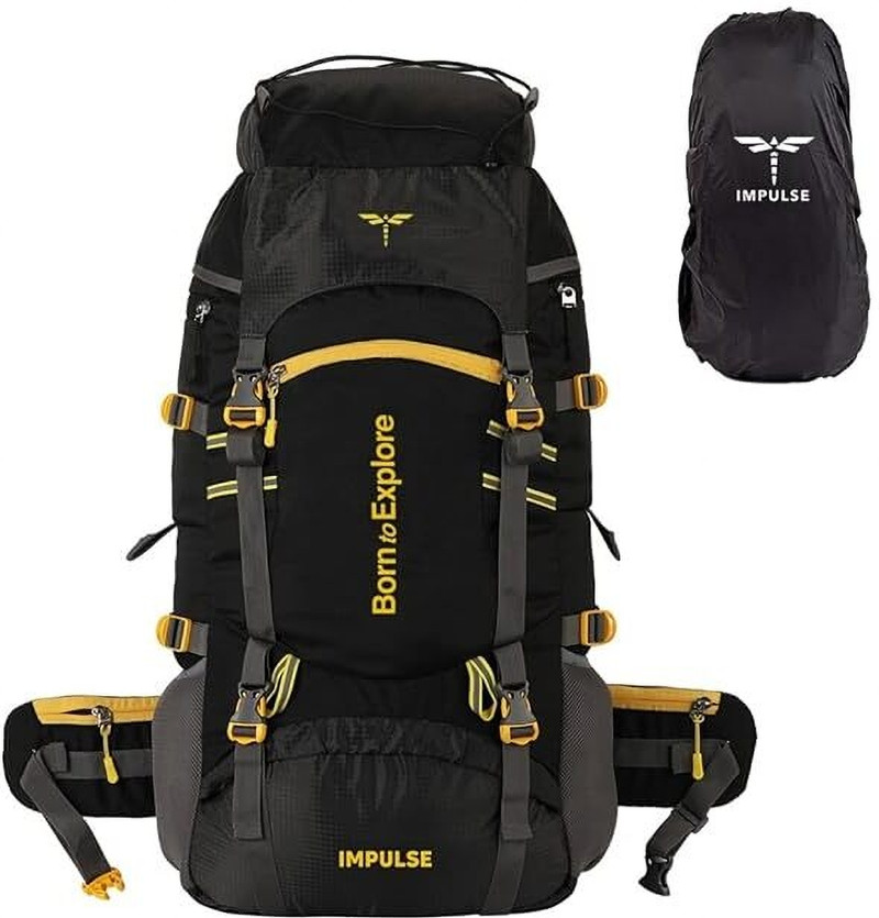 IMPULSE Travel bag for men tourist backpack for hiking trekking camping Rucksack  - 60 L (Black)