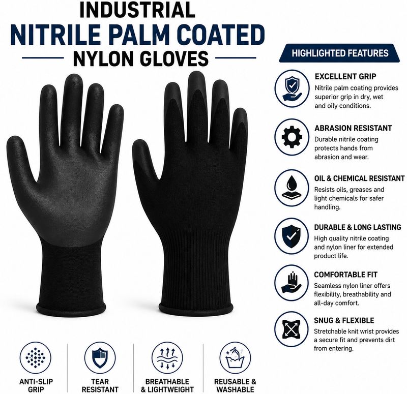 Onyxguard Nitrile Palm Coated Nylon Gloves - Image 4