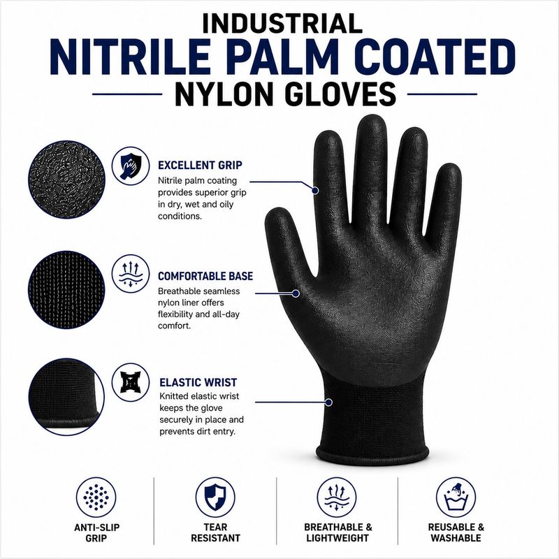 Onyxguard Nitrile Palm Coated Nylon Gloves - Image 3