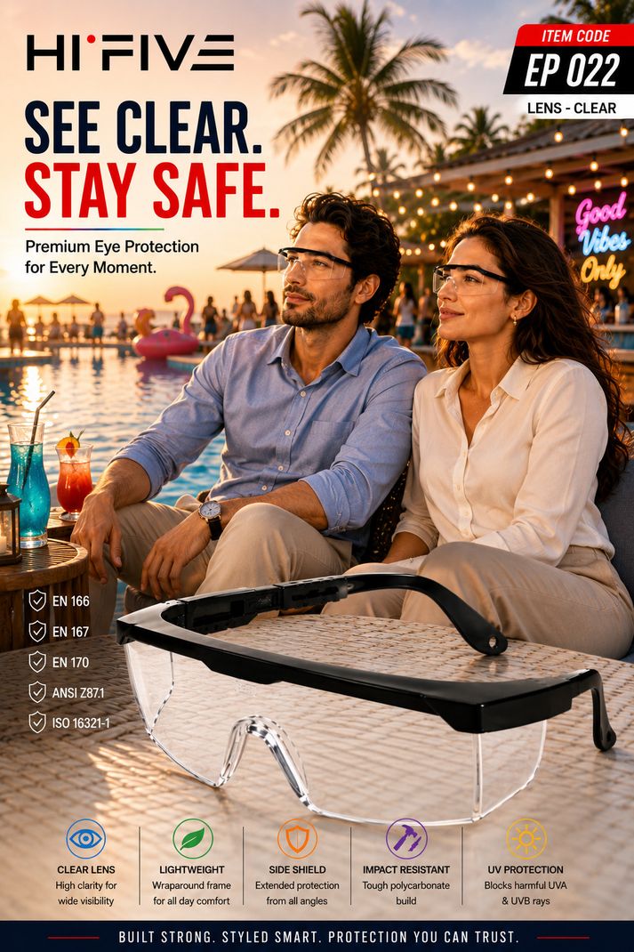 HI FIVE EP 022 Clear Lens Safety Goggles - Image 6