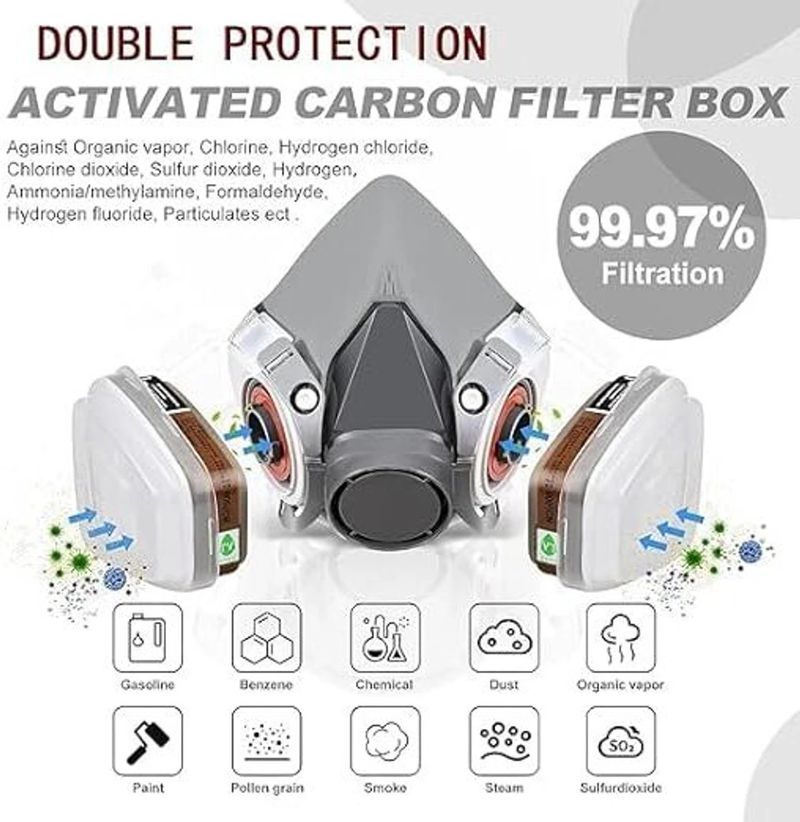 PADRAS Gas Mask Reusable Respirator With Filters - Image 5