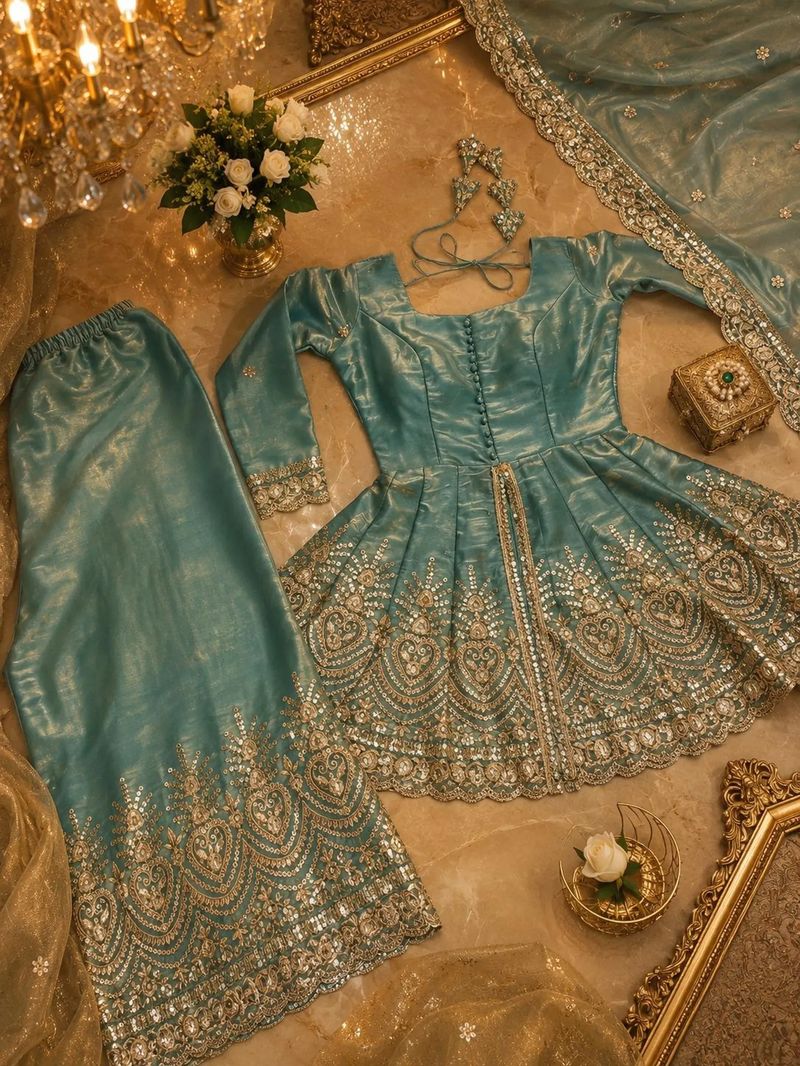 GDAS Embellished Kurta, Sharara & Dupatta Set - Image 6