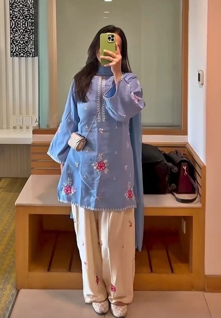Printed Kurta, Palazzo & Dupatta Set - Image 2