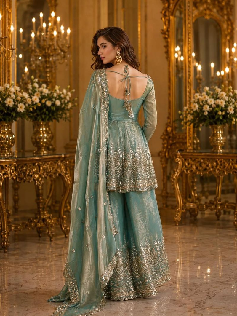 GDAS Embellished Kurta, Sharara & Dupatta Set - Image 3