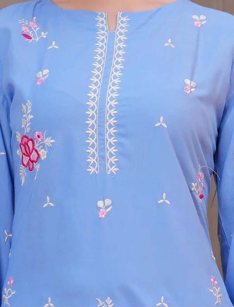Printed Kurta, Palazzo & Dupatta Set - Image 4