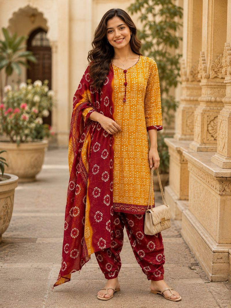 Merira Printed Kurta, Patiala & Dupatta Set - Image 6