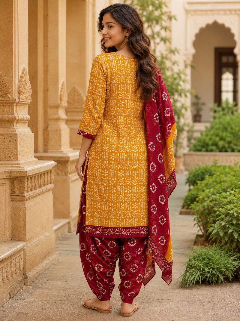 Merira Printed Kurta, Patiala & Dupatta Set - Image 3
