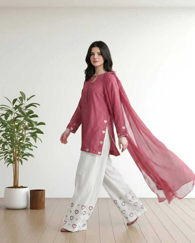 SHILPA ENTERPRISE Dilda Embroidered Kurta, Palazzo & Dupatta Set - Image 3