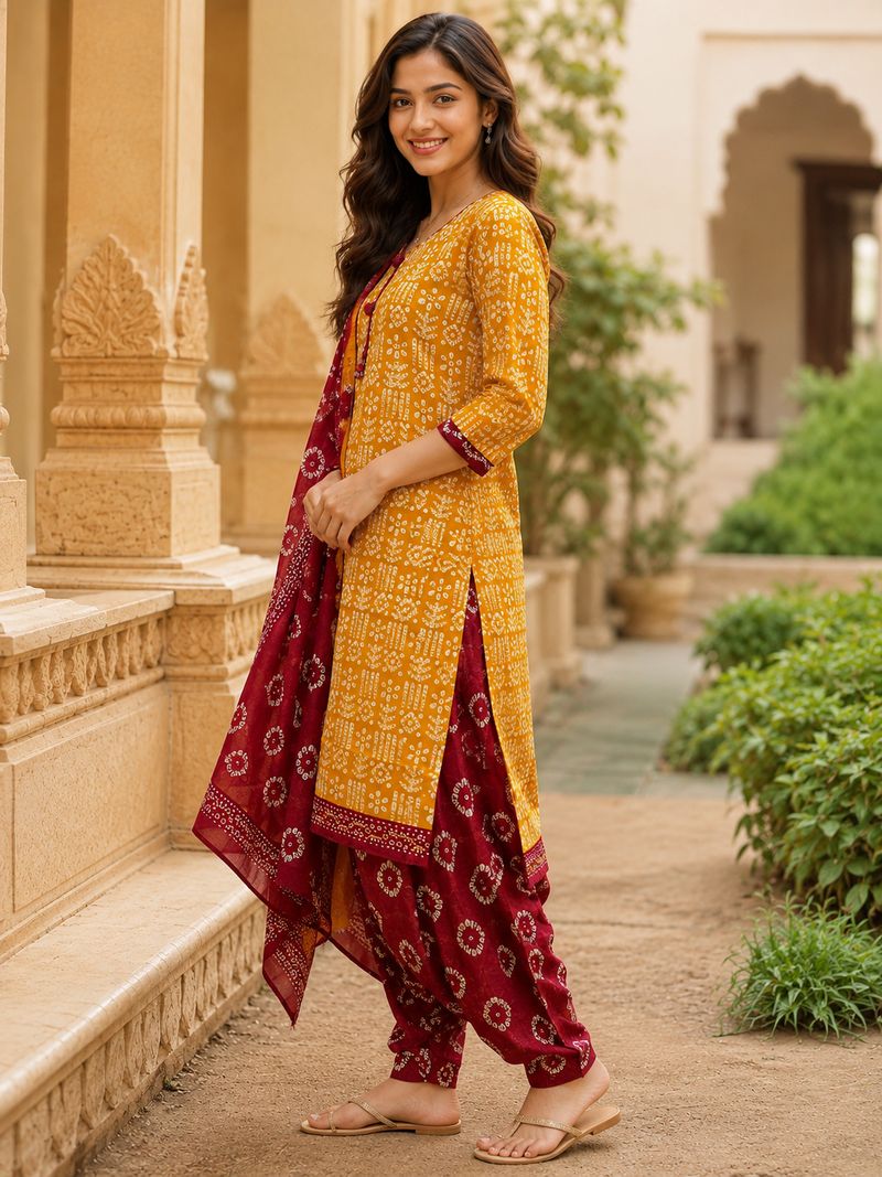 Merira Printed Kurta, Patiala & Dupatta Set - Image 5