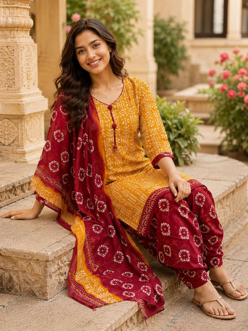 Merira Printed Kurta, Patiala & Dupatta Set - Image 4
