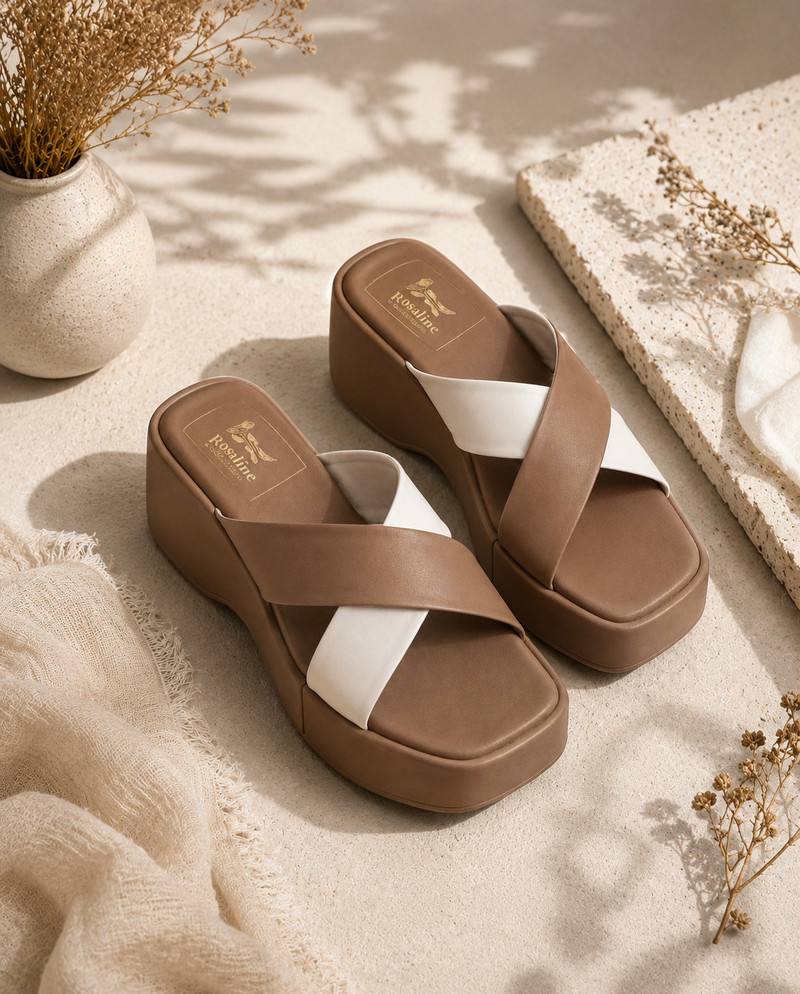 RoseincFootwear Women Wedges Sandal Brown , 4