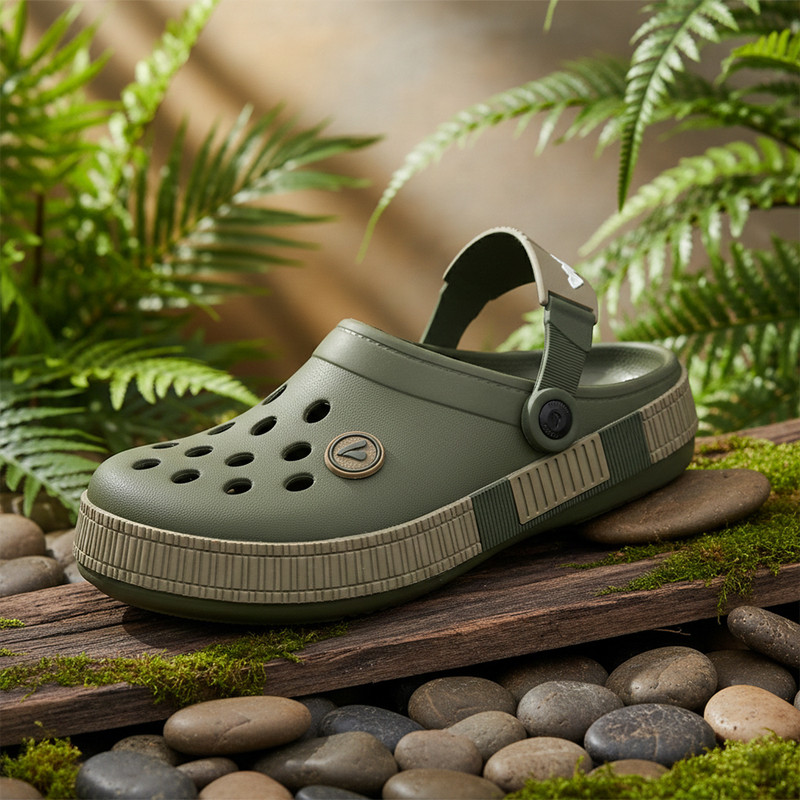 Aqualite Men Comfort, Anti-Skid Clogs Sandal Olive, Khaki , 7