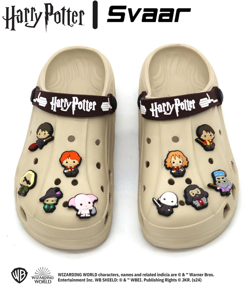 Svaar Harry Potter Magical Clogs For Men|10 Charms Included |with Signature Logo Strap Men Sandals