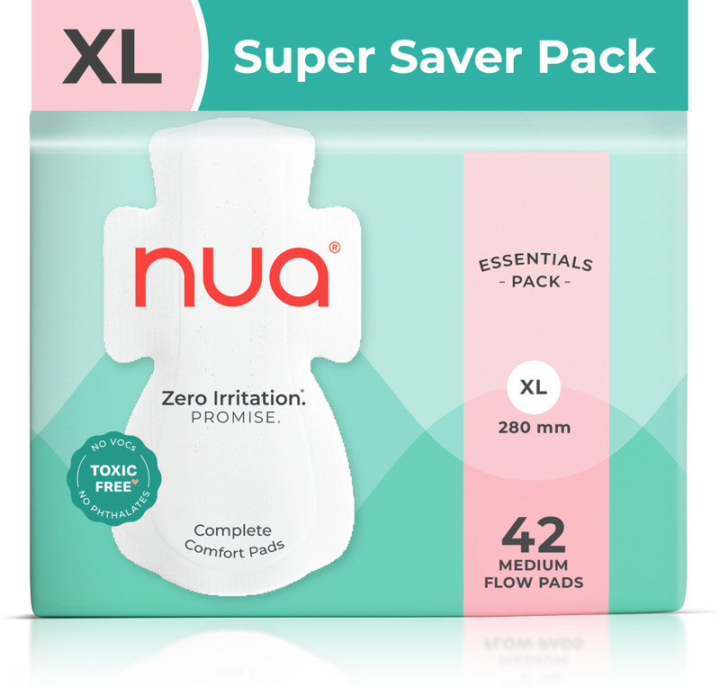 nua complete comfort 42 medium flow xl essentials pack 4x sanitary pad