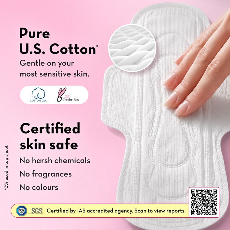 PLUSH 100% U.S Cotton Rashfree Sanitary Pads - Pack of 40 XL Sanitary Pad (Pack of 40) - Image 4