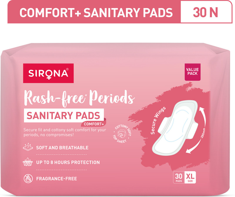 SIRONA Rash-Free Cottony Soft | For Heavy Flow & Leak Protection | Super Saver Pack-XL Sanitary Pad
