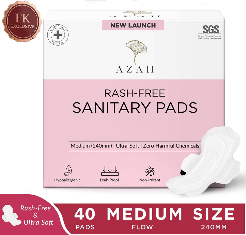 AZAH Utra Soft Light Flow Sanitary Pads For Women | 100% Rash-Free | Leakproof Sanitary Pad (Pack of 40)
