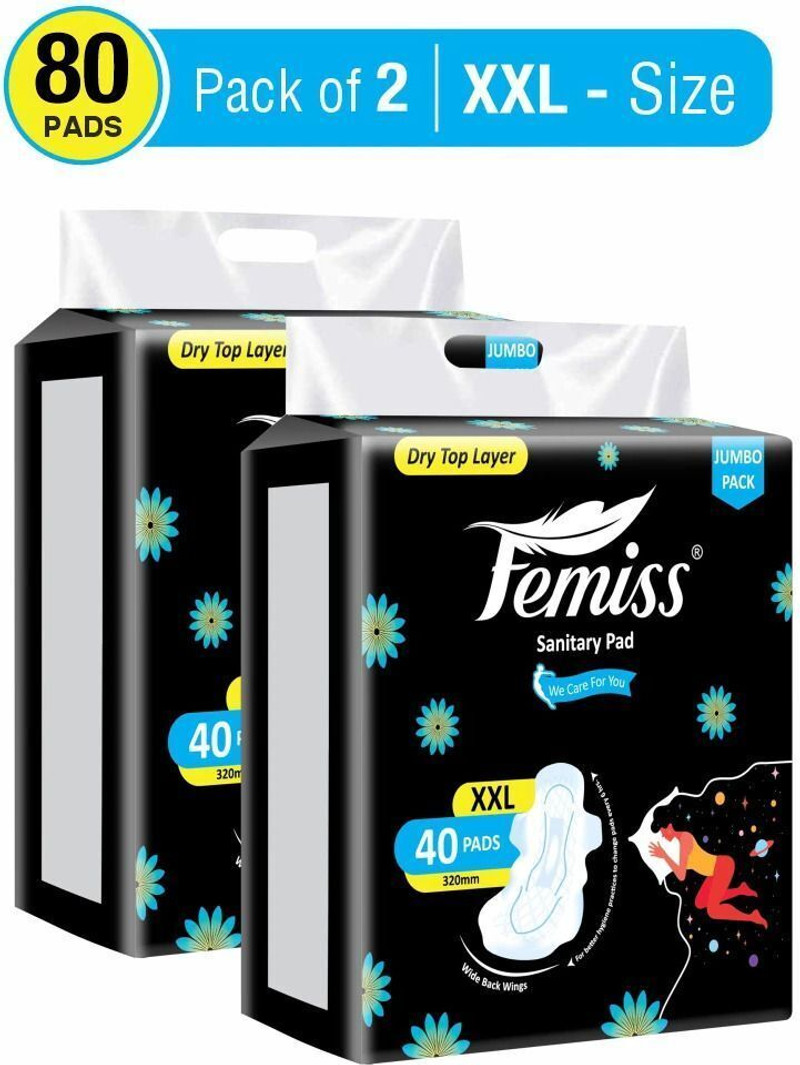femiss sanitary pads women girls trifold pads xxxl size 320 mm 40 each pad