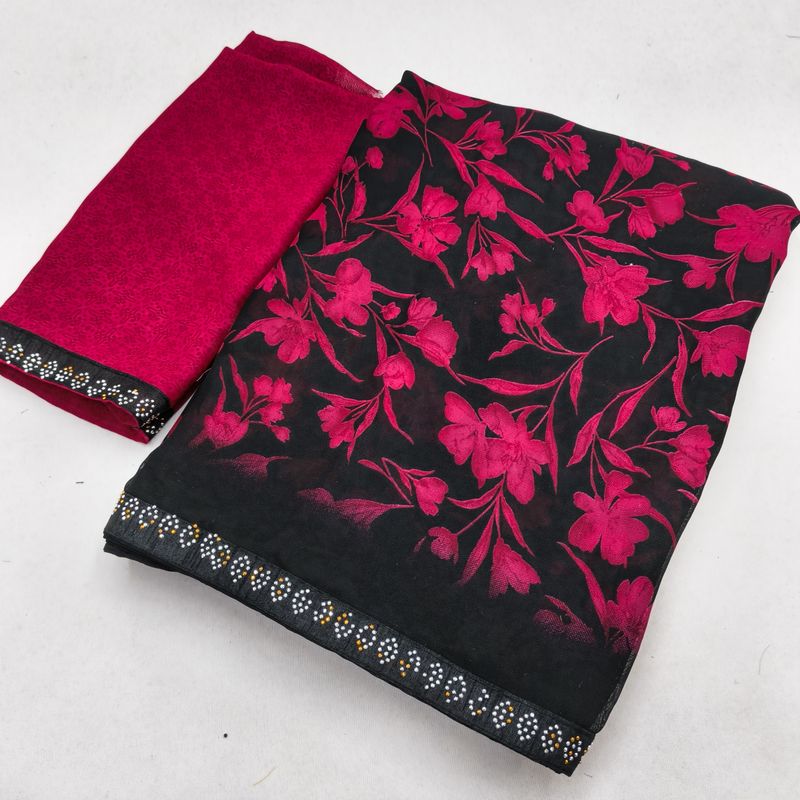 kashvi sarees Floral Print Georgette Saree - Image 4