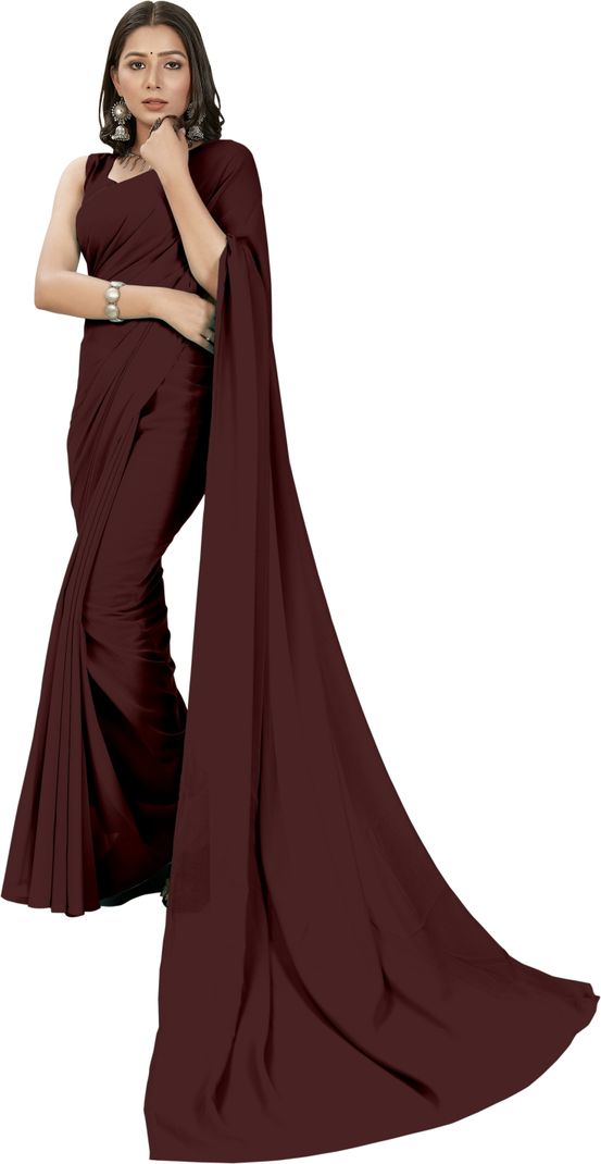 Moda Rapido Solid Georgette Saree - Image 6