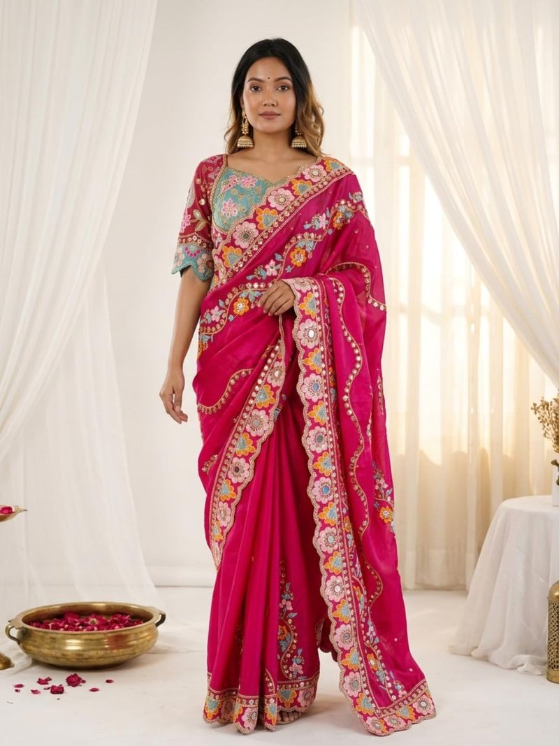 Shiroya Brothers Embellished Silk Bollywood Saree - Image 4