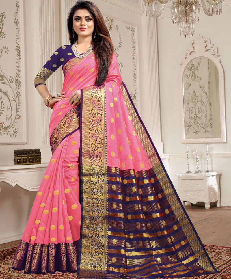 KING VULTURE Woven, Paisley, Self Design Banarasi Pure Silk, Cotton Silk Saree