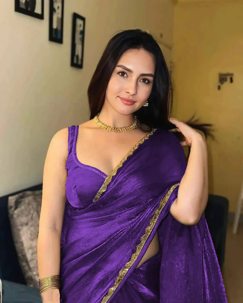 QVIDYA Solid Bollywood Organza Silk Saree