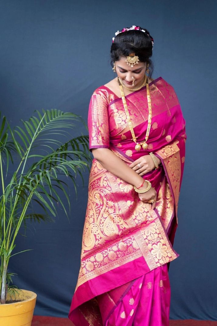 Mishowglitter Pink Silk Saree - Image 4
