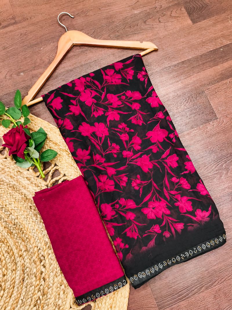 kashvi sarees Floral Print Georgette Saree - Image 6