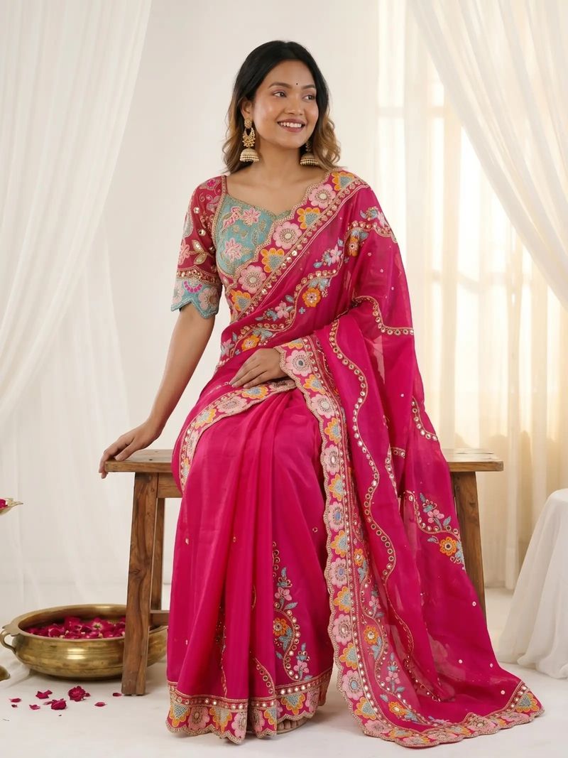 Shiroya Brothers Embellished Silk Bollywood Saree - Image 6